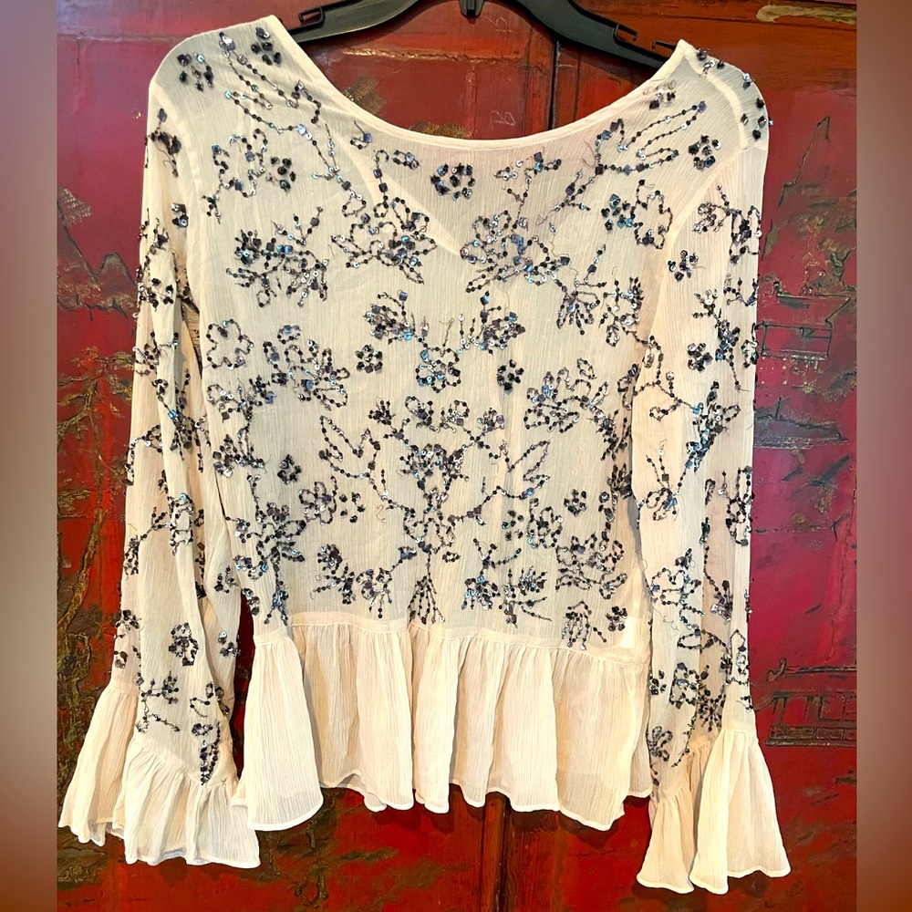 Zara basic collection beaded blouse